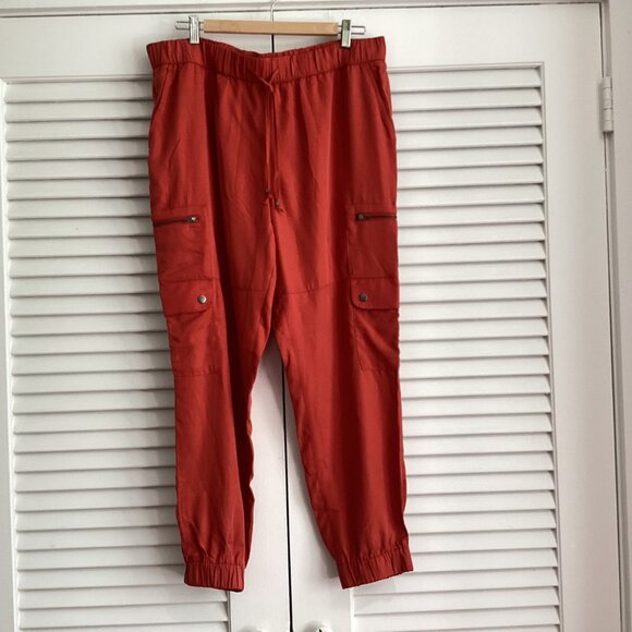 Banana Republic orange Cargo Jogger Pants Size L 100% Tencel Lyocell - Picture 3 of 13